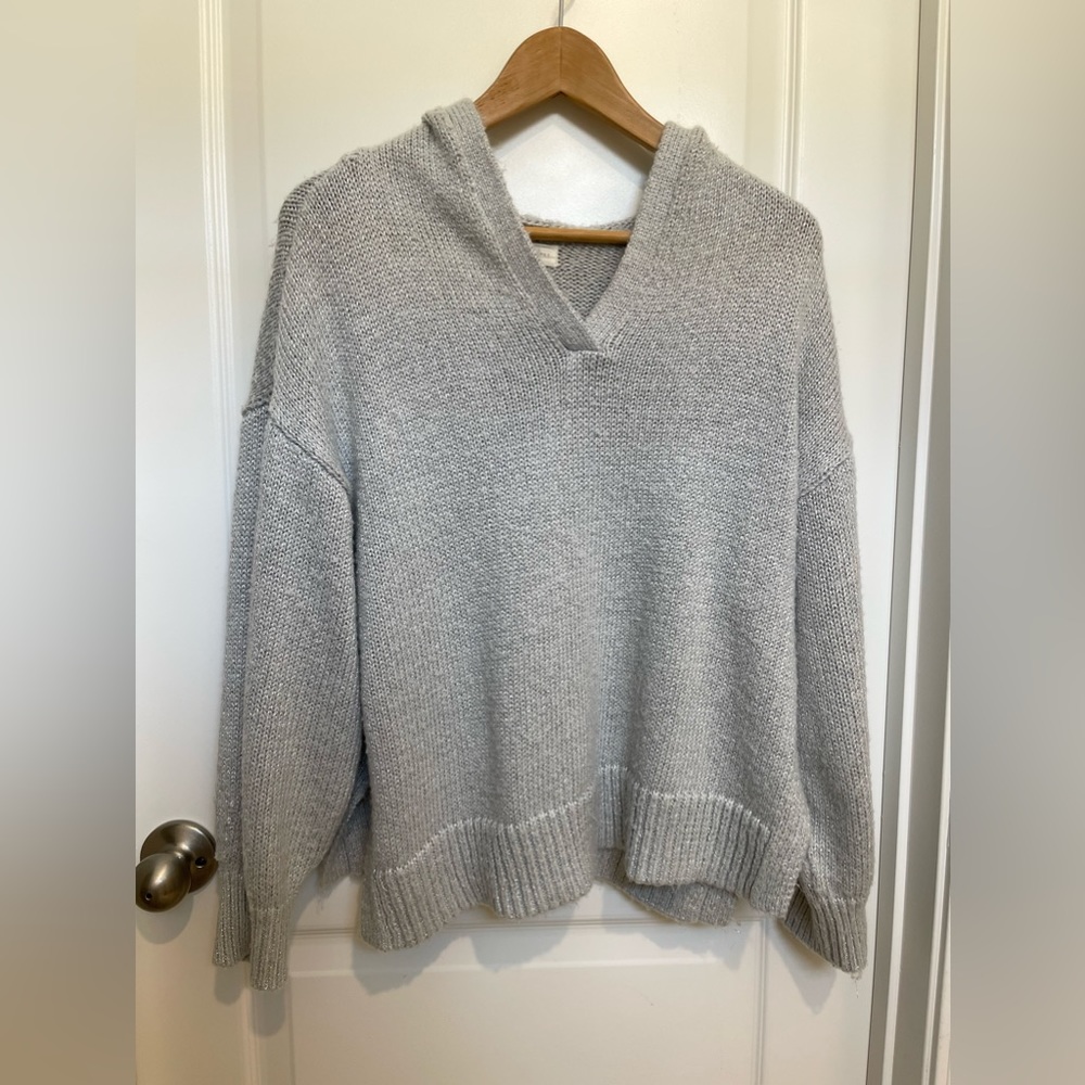Metallic Silver Hoodie Sweater.